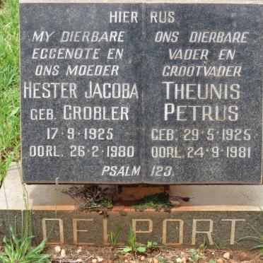 DELPORT Theunis Petrus 1925-1981 &amp; Hester Jacoba GROBLER 1925-1980