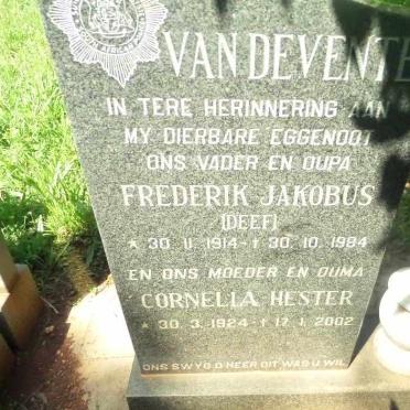 DEVENTER Frederik Jakobus, van 1914-1984 &amp; Cornelia Hester 1924-2002