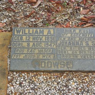 DOWSE William A. 1891-1947 :: DOWSE Johanna S.S. 1869-1955