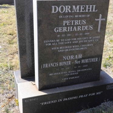 DORMEHL Petrus Gerhardus 1917-1999 &amp; Francis Honer MORTIMER 1917-2000