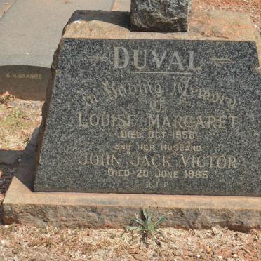 DUVAL John Victor -1965 &amp; Louise Margaret -1958
