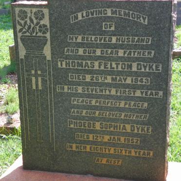 DYKE Thomas Felton -1943 &amp; Phoebe Sophia -1952