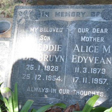 EDYVEAN Alice M. 1879-1957 :: DE BRUYN ?eddie 1928-1954