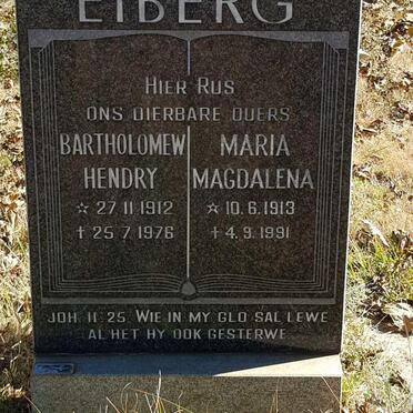 EIBERG Bartholomew Hendry 1912-1976 &amp; Maria Magdalena 1913-1991