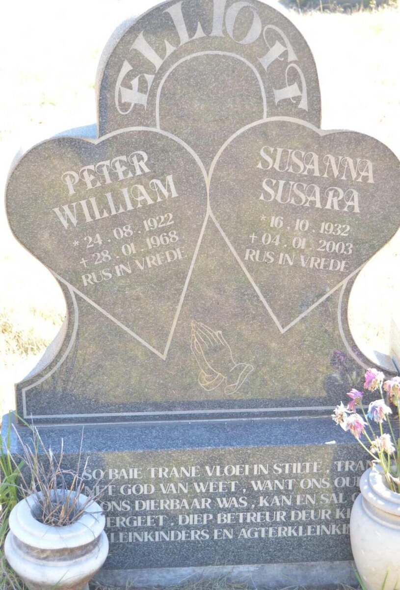 ELLIOTT Peter William 1922-1968 &amp; Susanna Susara 1932-2003