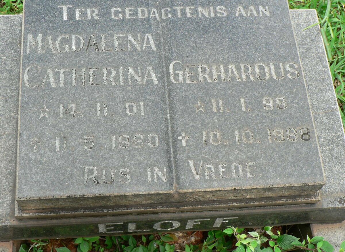 ELOFF Gerhardus 1899-1988 &amp; Catharina 1901-1980