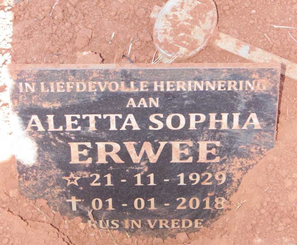 ERWEE Aletta Sophia 1929-2018