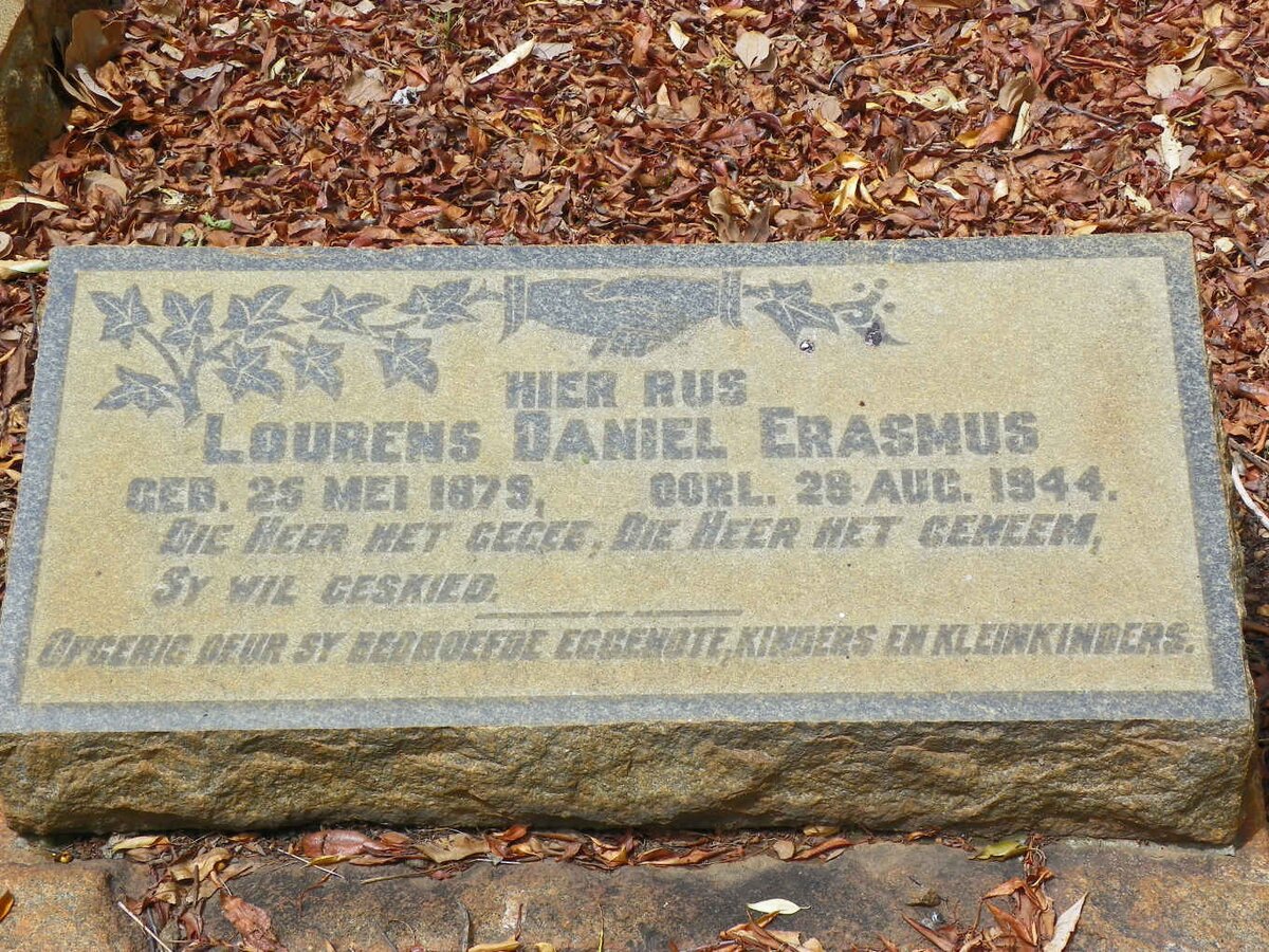 ERASMUS Lourens Daniel 1879-1944