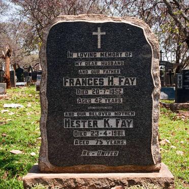 FAY Frances H. -1952 &amp; Hester K. -1981