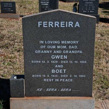 FERREIRA Boet 1925-1993 &amp; Gwen 1929-1986