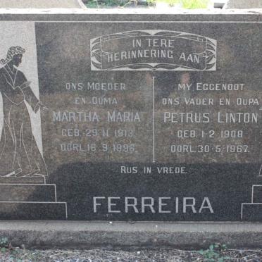 FERREIRA Petrus Linton 1908-1967 &amp; Martha Maria 1913-1996