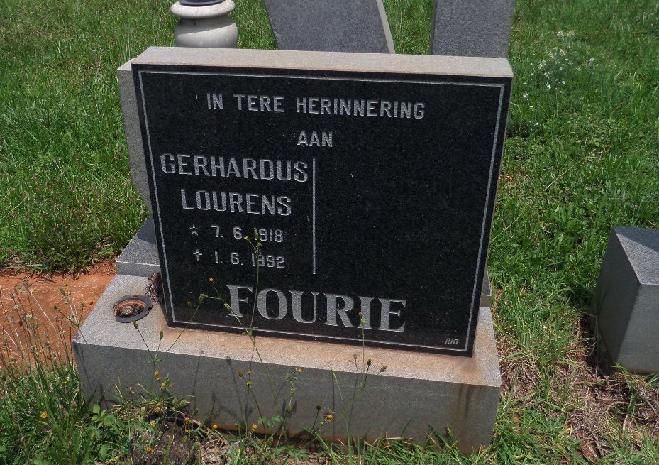 FOURIE Gerhardus Lourens 1918-1992