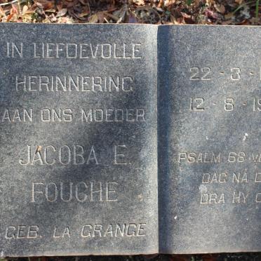FOUCHE Jacoba E. nee LA GRANGE 1882-1964