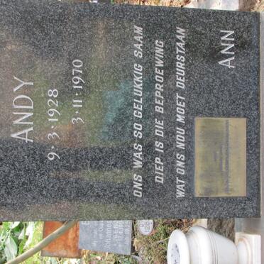 FOURIE Andy 1928-1970 &amp; Anne 1928-1997
