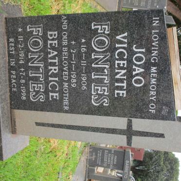 FONTES Joao Vicente 1906-1989 &amp; Beatrice 1914-1998