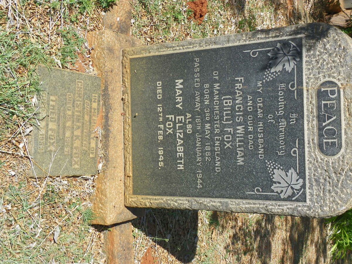 FOX Francis William 1882-1944 &amp; Mary Elizabeth -1945 :: FOX Theo -1953 :: FOX Christina K. -1967