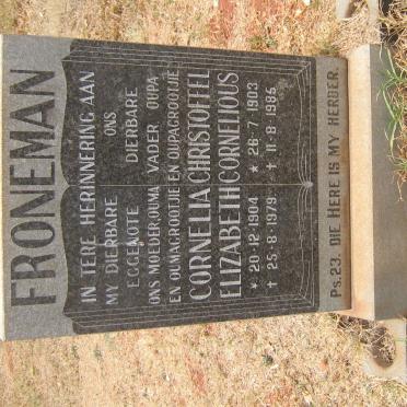 FRONEMAN Christoffel Cornelious 1903-1985 &amp; Cornelia Elizabeth 1904-1979