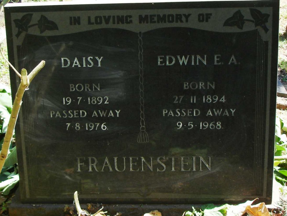 FRAUENSTEIN Edwin E.A. 1894-1968 &amp; Daisy 1892-1976