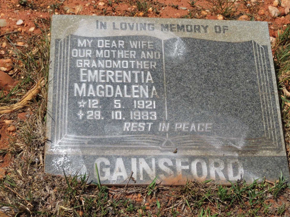 GAINSFORD Emerentia Magdalena 1921-1983