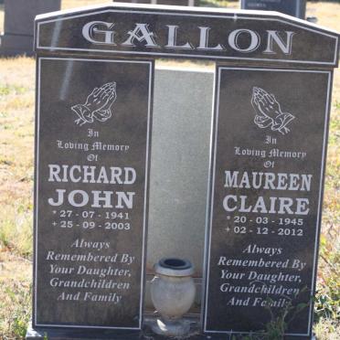 GALLON Richard John 1941-2003 &amp; Maureen Claire 1945-2012