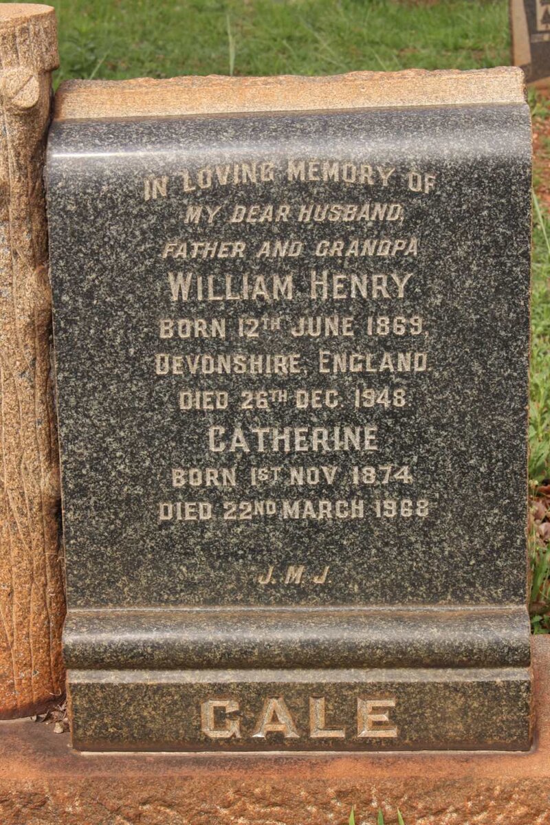 GALE William Henry 1869-1948 &amp; Catherine 1874-1968