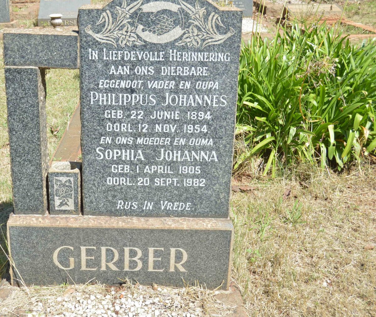 GERBER Philippus Johannes 1894-1954 &amp; Sophia Johanna 1905-1982