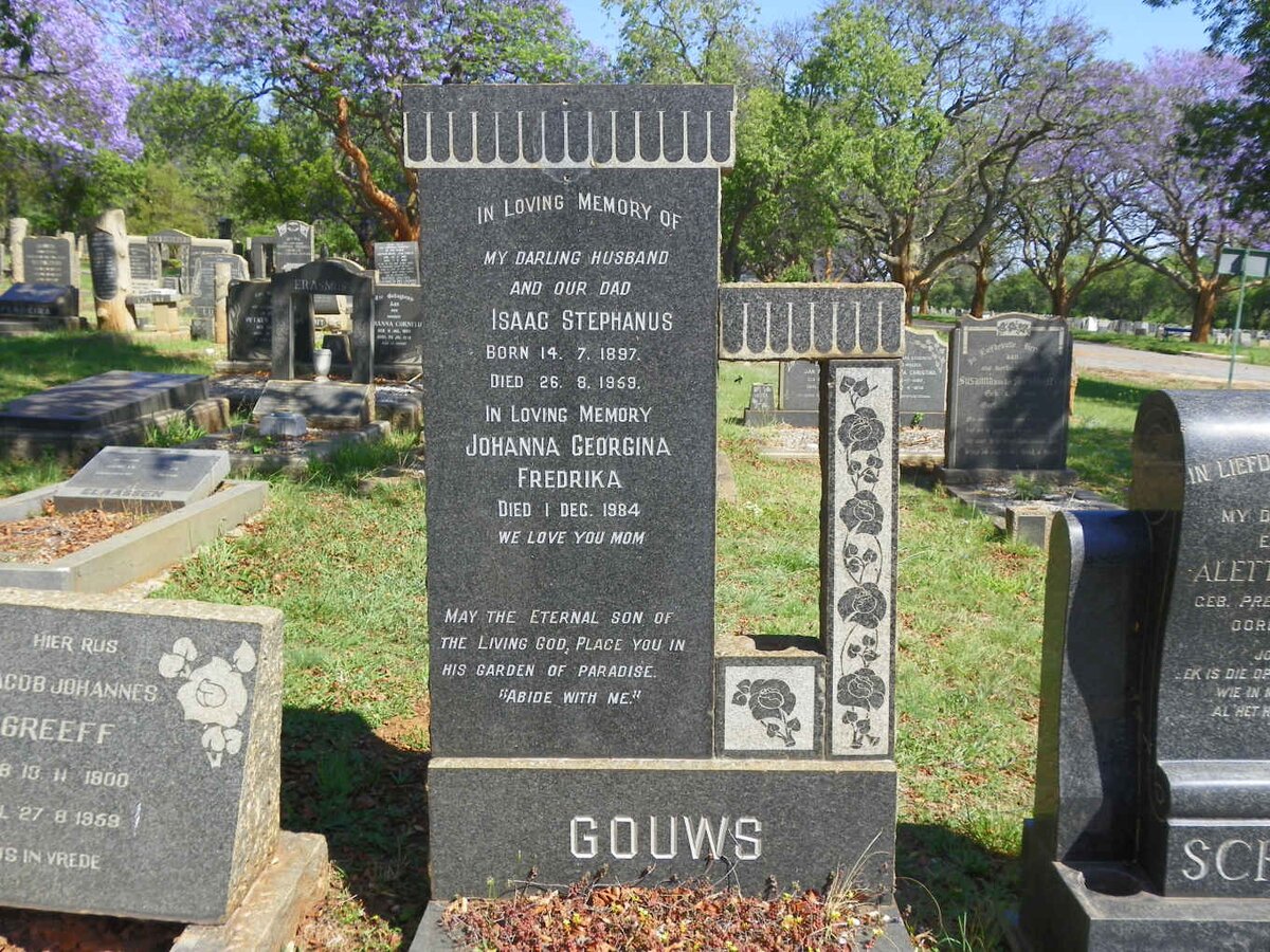 GOUWS Isaac Stephanus 1897-1959 &amp; Johanna Georgina Fredrika -1984