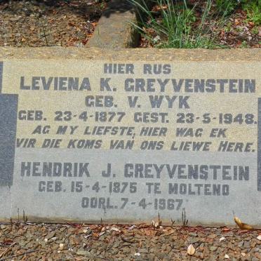 GREYVENSTEIN Hendrik J. 1875-1967 &amp; Leviena K. V. WYK 1877-1948