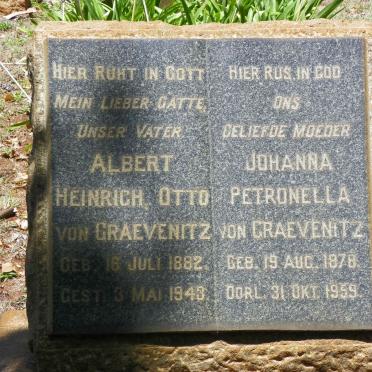 GRAEVENITZ Albert Heinrich Otto, von 1882-1943 &amp; Johanna Petronella 1878-1959