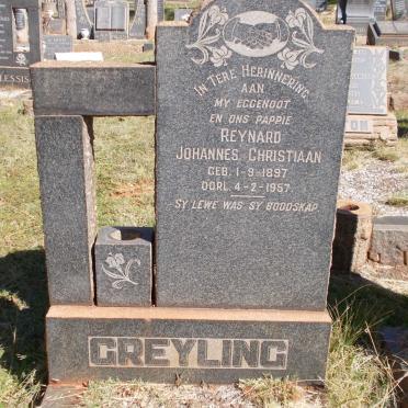 GREYLING Reynard Johannes Christiaan 1897-1957