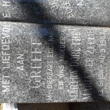 GREEFF Martha Dorethea Maria nee ZEELIE 1911-1967