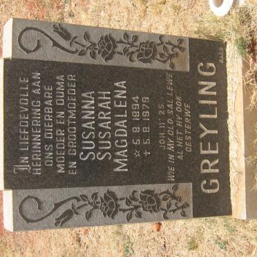 GREYLING Susanna Susarah Magdalena 1894-1979