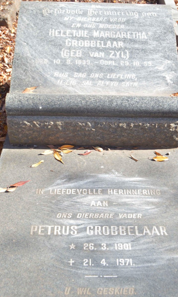 GROBBELAAR Petrus 1901-1971 &amp; Heletjie Margaretha VAN ZYL 1899-1959