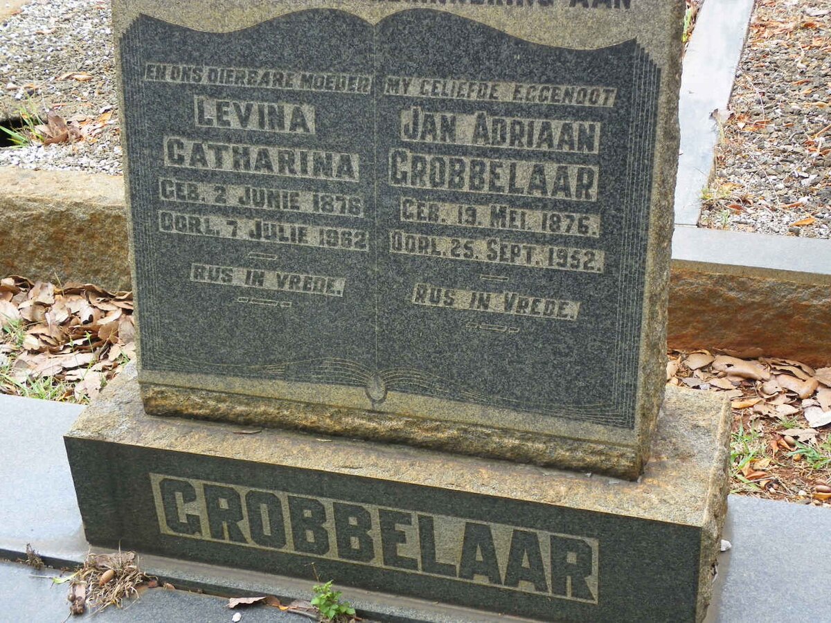 GROBBELAAR Jan Adriaan 1876-1952 &amp; Levina Catharina 1876-1962
