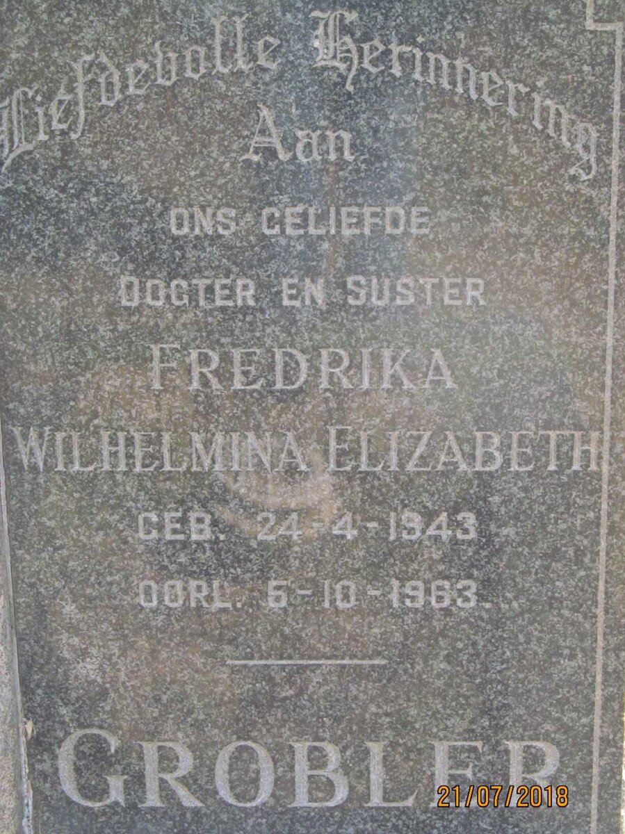 GROBLER Fredrika Wilhelmina Elizabeth 1943-1963