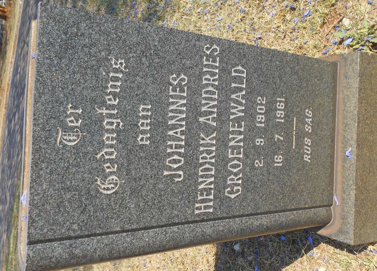 GROENEWALD Johannes Hendrik Andries 1902-1961