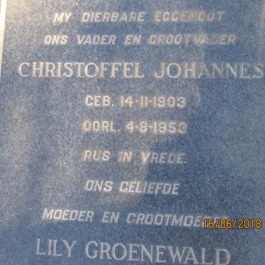 GROENEWALD Christoffel Johannes 1903-1953 &amp; Lily LAMBOURN 1908-1982