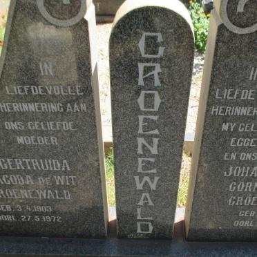 GROENEWALD Johannes Cornelis 1897-1968 &amp; Gertruida Jacoba DE WIT 1903-1972