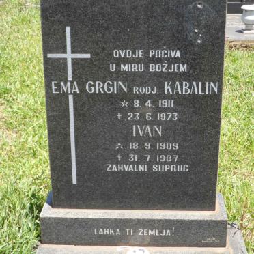 GRGIN Ivan 1909-1987 &amp; Ema KABALIN 1911-1973