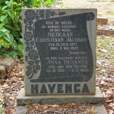 HAVENGA Nicolaas Christiaan Jacobus 1877-1952 &amp; Anna Susanna VAN DEN HEEVER 1881-1968