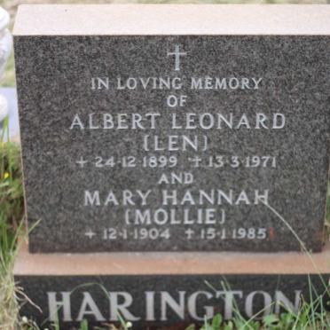 HARINGTON Albert Leonard 1899-1971 &amp; Mary Hannah 1904-1985