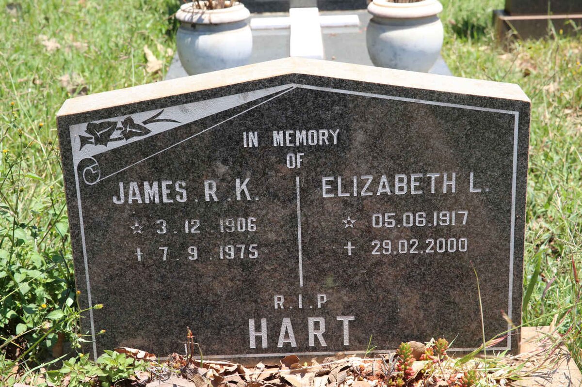 HART James R.K. 1906-1975 &amp; Elizabeth L. 1917-2000