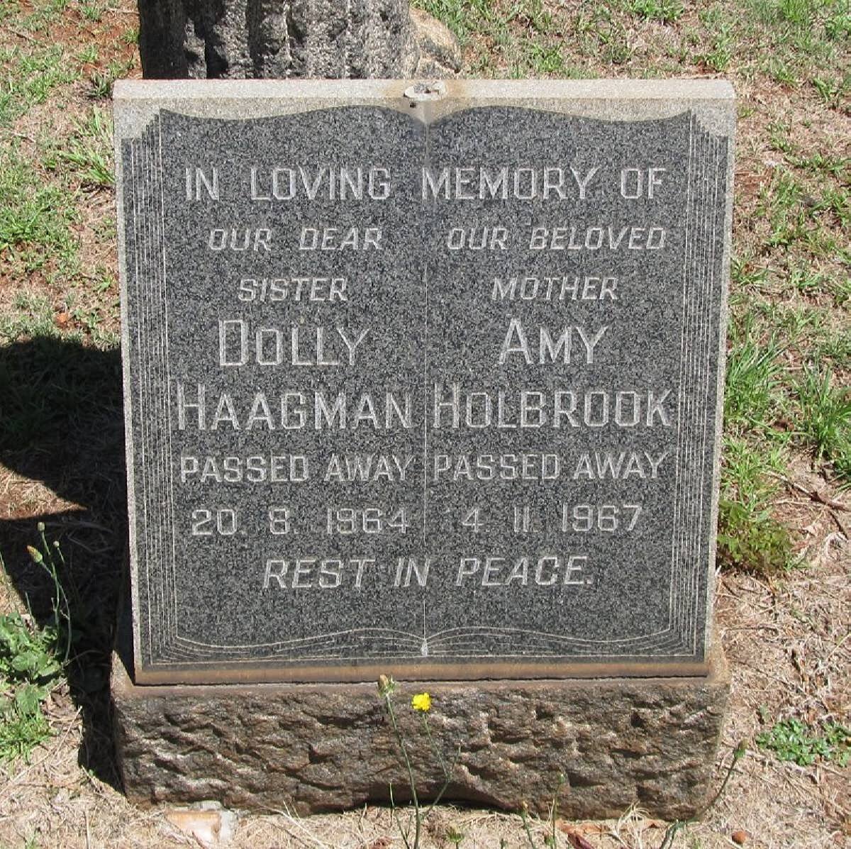 HAAGMAN Dolly -1964 :: HOLBROOK Amy -1967