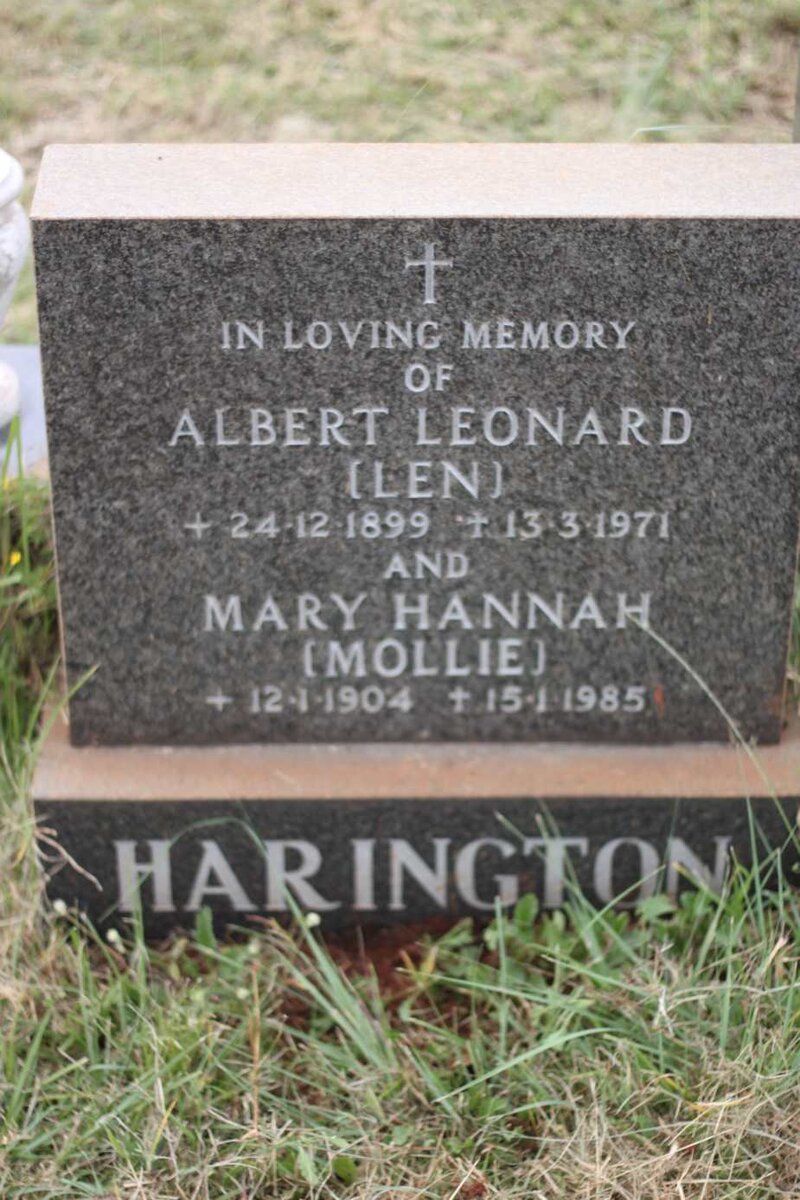 HARINGTON Albert Leonard 1899-1971 &amp; Mary Hannah 1904-1985