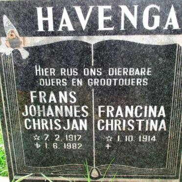 HAVENGA Frans Johannes Chrisjan 1917-1982 &amp; Francina Christina 1914-