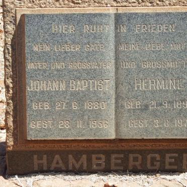 HAMBERGER Johann Baptist 1880-1956 &amp; Hermine 1893-1971