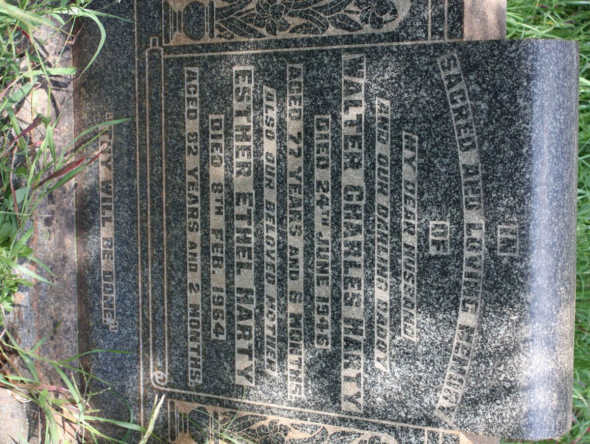 HARTY Walter Charles -1946 &amp; Esther Ethel -1964