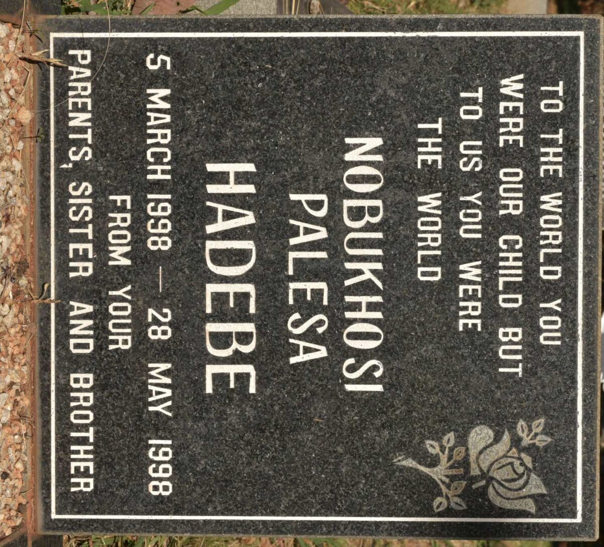 HADEBE Nobukhosi Palesa 1998-1998