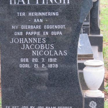 HATTINGH Johannes Jacobus Nicolaas 1912-1979