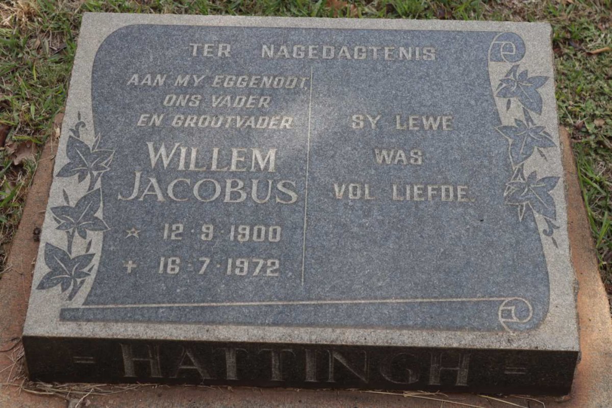 HATTINGH Willem Jacobus 1900-1972